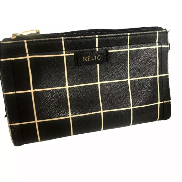 Relic Leather Black and White Bifold Large Wallet ID Holder Credit Card slots - Picture 1 of 16